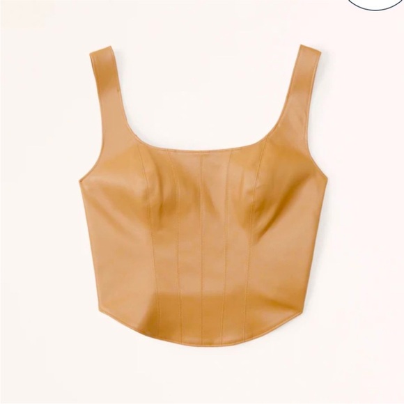 Abercrombie & Fitch Tops - Abercrombie Faux Leather Corset Cropped Top